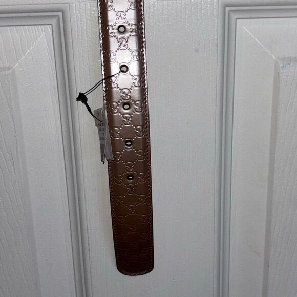 NWT GUCCI G belt & buckle monogram pink/metallic beige/winter rose Sz 40 - Picture 9 of 9